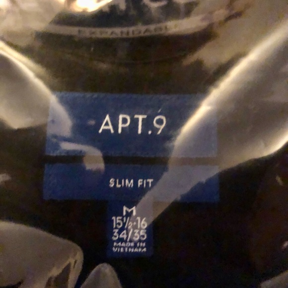 APT 9 Mens Black Buttonup With Silver Tie Sz. Medium BRAND NEW W/TAGS - Picture 3 of 5